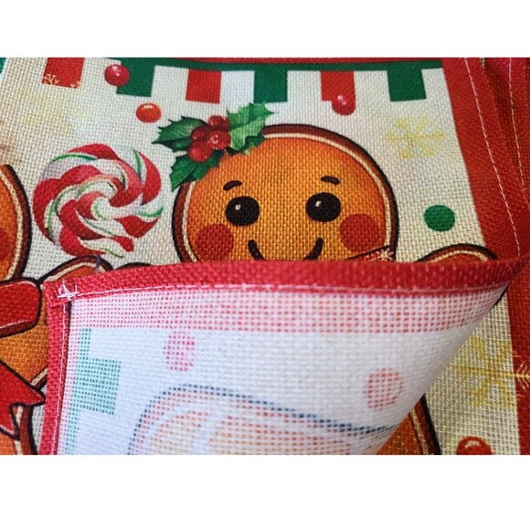 Gingerbread Christmas Placemats Holiday Decor Set 4 Red Xmas Table Decorations - Picture 7 of 8